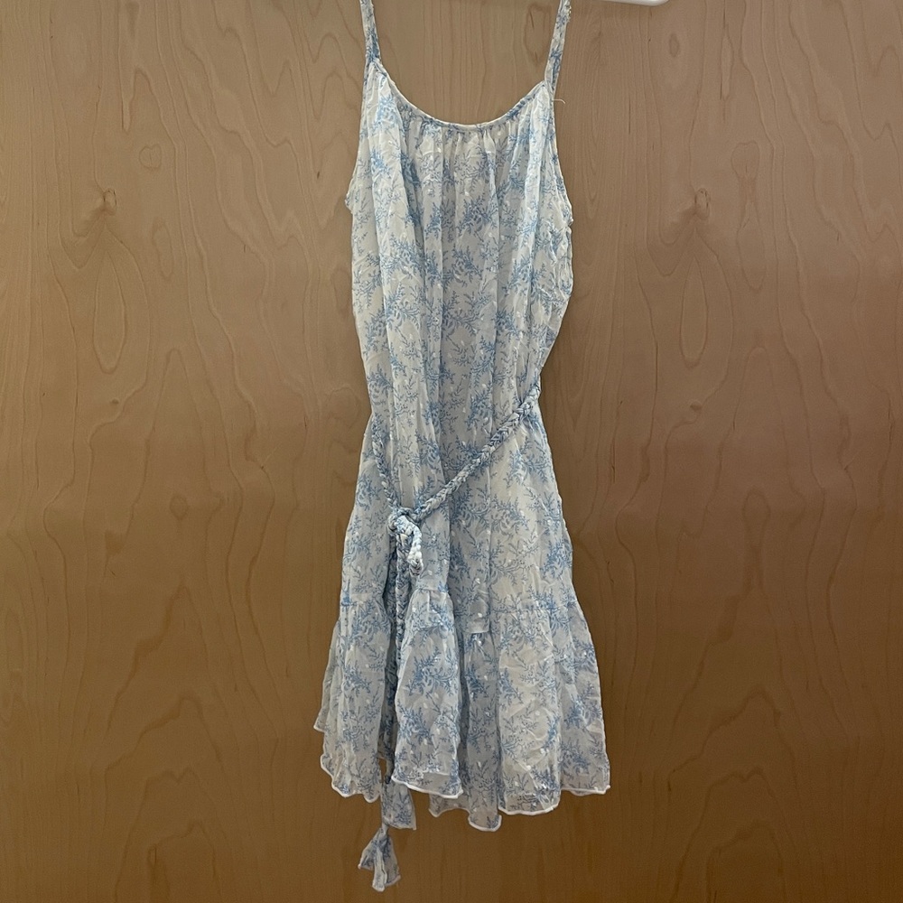 NWT Aakaa Blue & White Pattern Mini Dress - Size Small